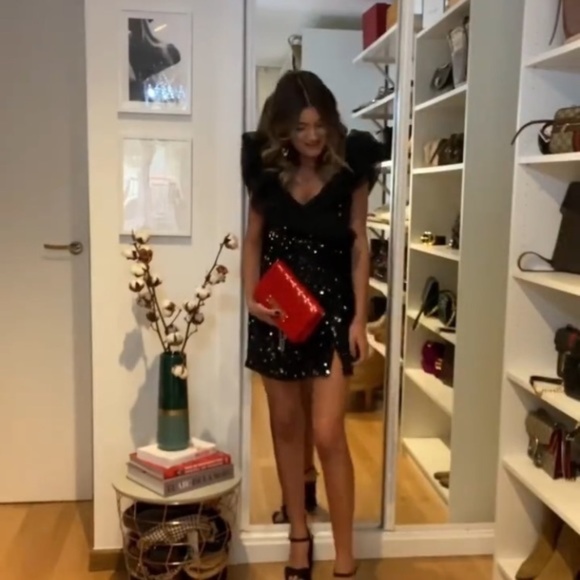 L & XL Zara Black Combination Sequin Dress NWT - Picture 8 of 9